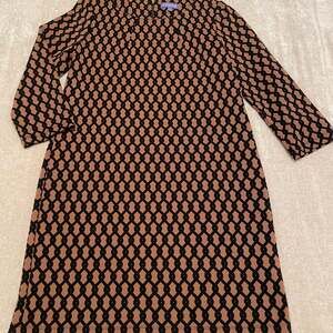 Vivienne Vivienne Tam Shift Dress Black Brown Chain Link 3/4 Sleeve Knit Sz10